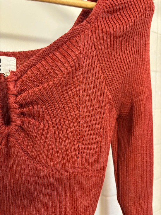 Madden NYC Ribbed Knit Long Sleeve Sweater Dress Size Medium Red Y2K Graduation - Picture 7 of 7